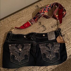 Miss Me Black and Red Embellished Bag